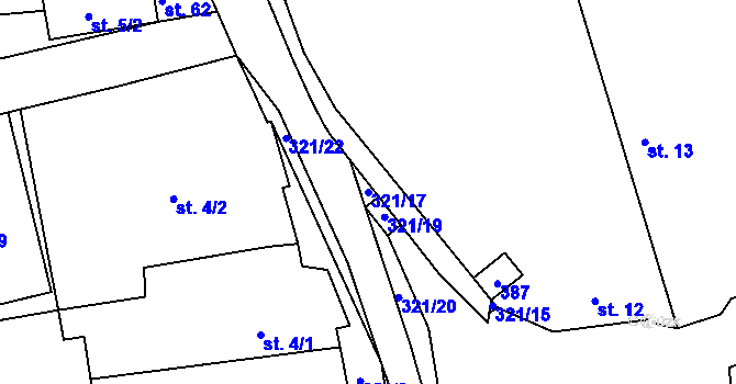 Parcela st. 321/17 v KÚ Chotouchov, Katastrální mapa