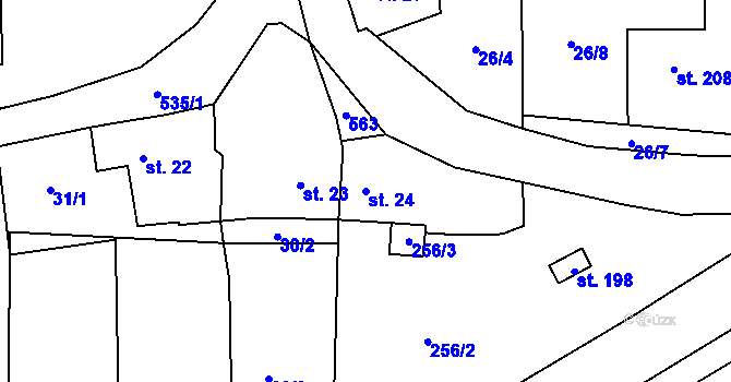 Parcela st. 24 v KÚ Kořenice, Katastrální mapa