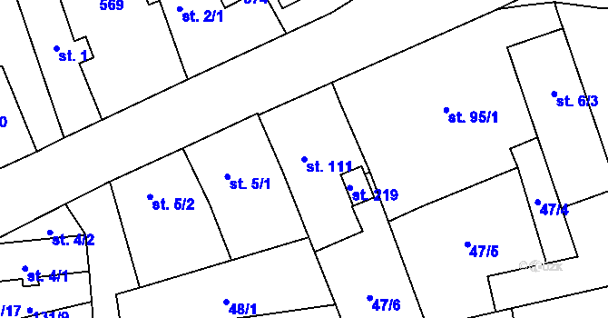 Parcela st. 111 v KÚ Kořenice, Katastrální mapa