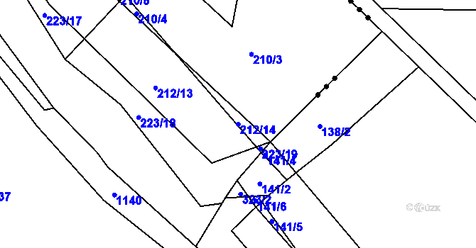 Parcela st. 212/14 v KÚ Kořenice, Katastrální mapa