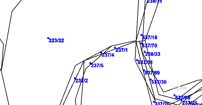 Parcela st. 237/4 v KÚ Kořenice, Katastrální mapa
