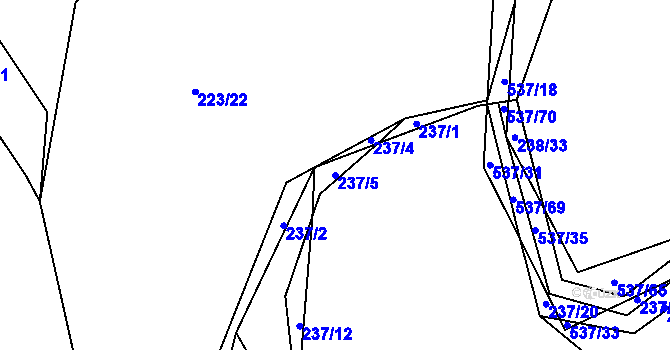 Parcela st. 237/5 v KÚ Kořenice, Katastrální mapa