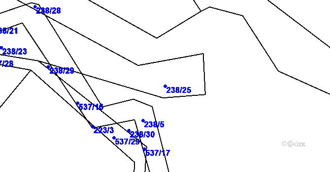 Parcela st. 238/25 v KÚ Kořenice, Katastrální mapa