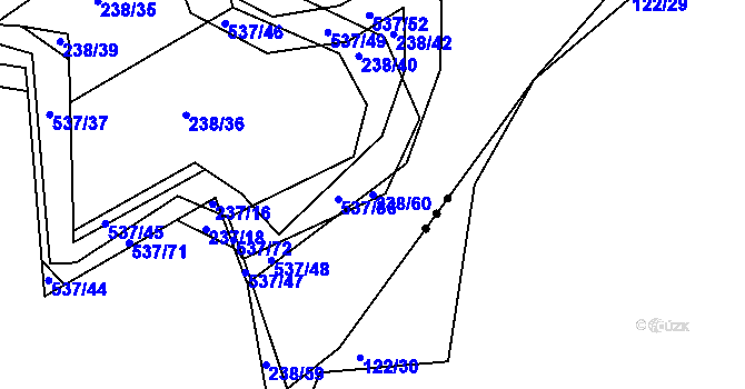 Parcela st. 238/60 v KÚ Kořenice, Katastrální mapa