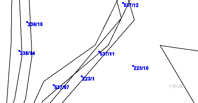 Parcela st. 537/11 v KÚ Kořenice, Katastrální mapa