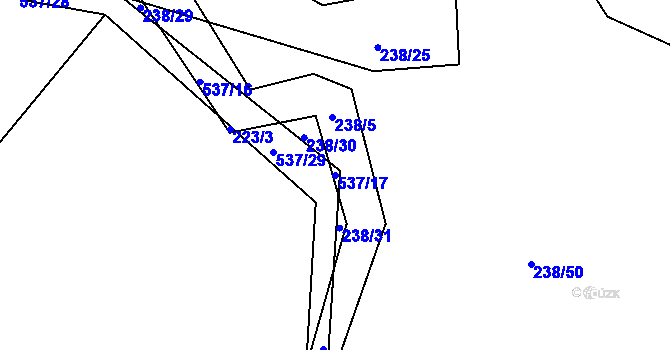 Parcela st. 537/17 v KÚ Kořenice, Katastrální mapa