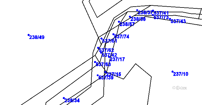 Parcela st. 537/42 v KÚ Kořenice, Katastrální mapa