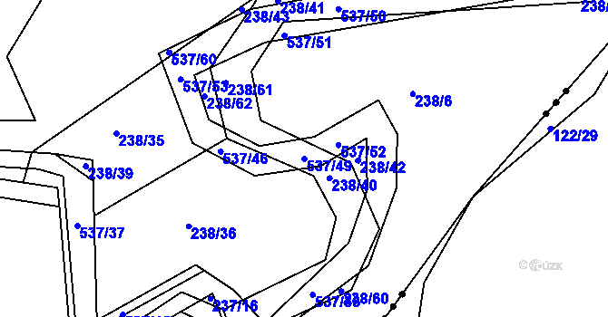 Parcela st. 537/49 v KÚ Kořenice, Katastrální mapa