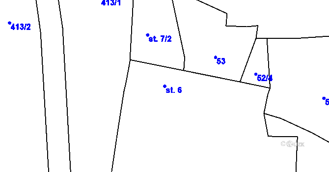 Parcela st. 6 v KÚ Pučery, Katastrální mapa