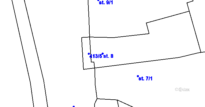 Parcela st. 8 v KÚ Pučery, Katastrální mapa