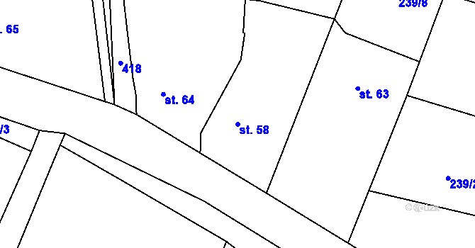 Parcela st. 58 v KÚ Pučery, Katastrální mapa
