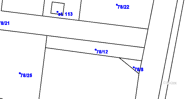 Parcela st. 78/12 v KÚ Pučery, Katastrální mapa