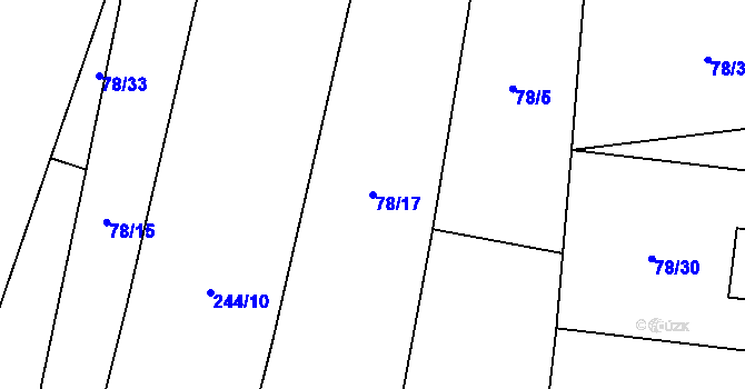Parcela st. 78/17 v KÚ Pučery, Katastrální mapa