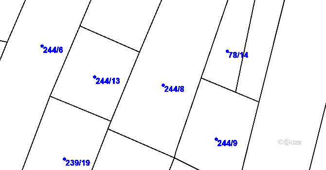 Parcela st. 244/8 v KÚ Pučery, Katastrální mapa