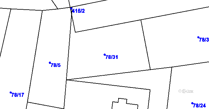 Parcela st. 78/31 v KÚ Pučery, Katastrální mapa
