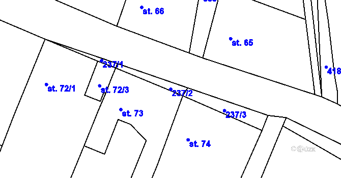 Parcela st. 237/2 v KÚ Pučery, Katastrální mapa