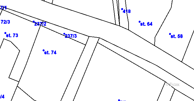 Parcela st. 237/4 v KÚ Pučery, Katastrální mapa