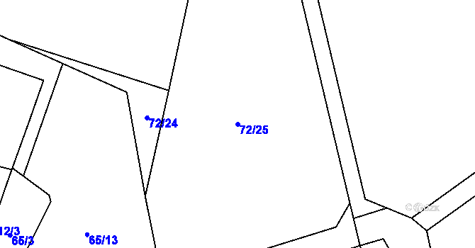 Parcela st. 72/25 v KÚ Pučery, Katastrální mapa