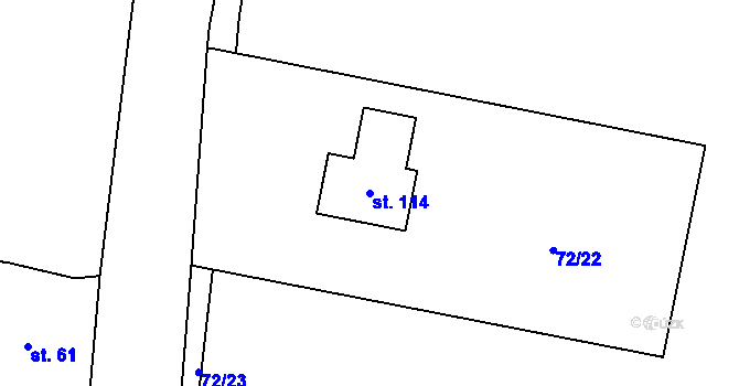 Parcela st. 114 v KÚ Pučery, Katastrální mapa