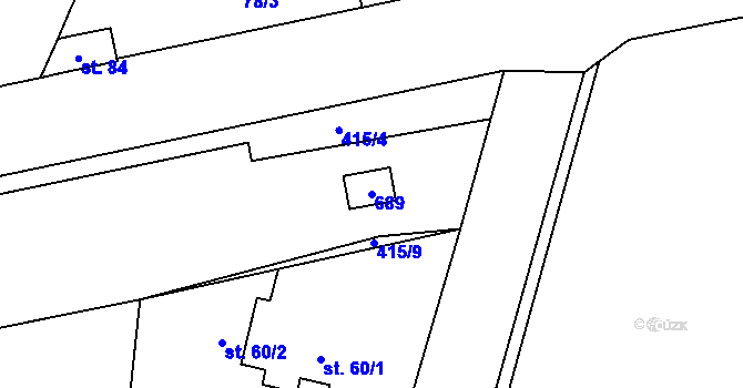 Parcela st. 689 v KÚ Pučery, Katastrální mapa