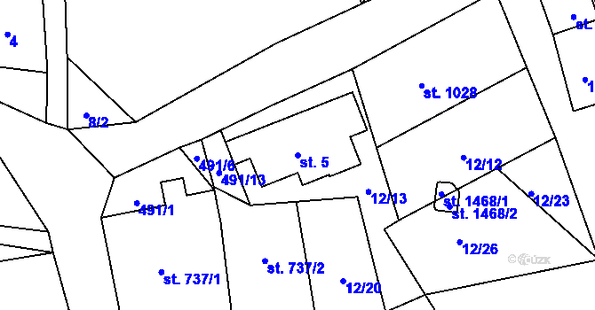 Parcela st. 5 v KÚ Polubný, Katastrální mapa