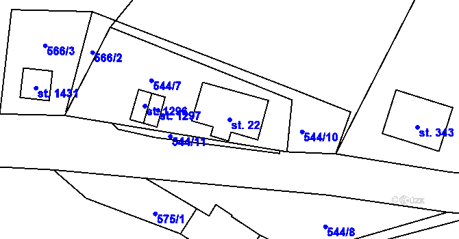 Parcela st. 22 v KÚ Polubný, Katastrální mapa