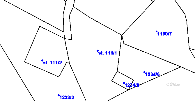 Parcela st. 111/1 v KÚ Polubný, Katastrální mapa
