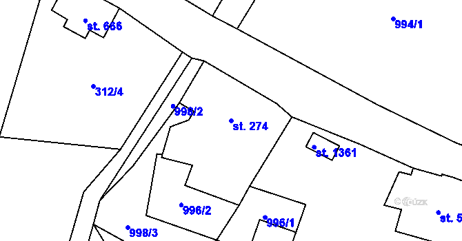 Parcela st. 274 v KÚ Polubný, Katastrální mapa