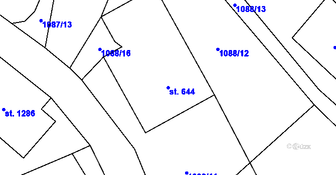 Parcela st. 644 v KÚ Polubný, Katastrální mapa