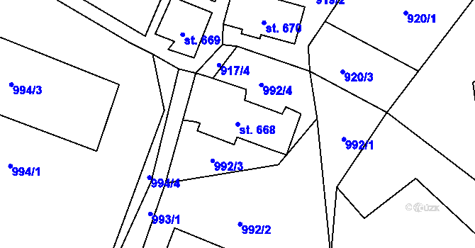 Parcela st. 668 v KÚ Polubný, Katastrální mapa