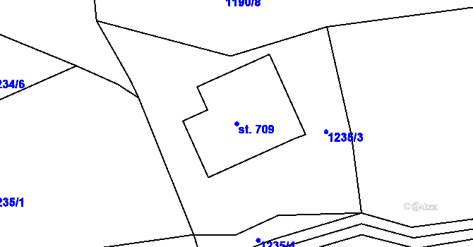 Parcela st. 709 v KÚ Polubný, Katastrální mapa