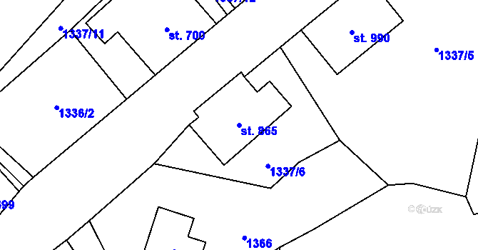 Parcela st. 865 v KÚ Polubný, Katastrální mapa