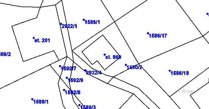 Parcela st. 869 v KÚ Polubný, Katastrální mapa