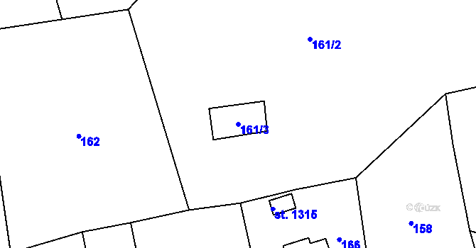 Parcela st. 161/3 v KÚ Polubný, Katastrální mapa