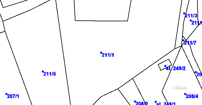 Parcela st. 211/1 v KÚ Polubný, Katastrální mapa
