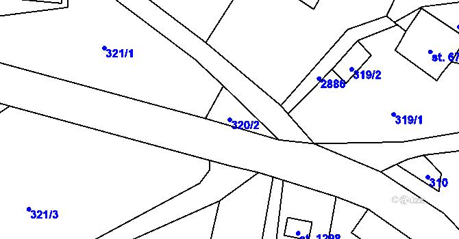 Parcela st. 320/2 v KÚ Polubný, Katastrální mapa