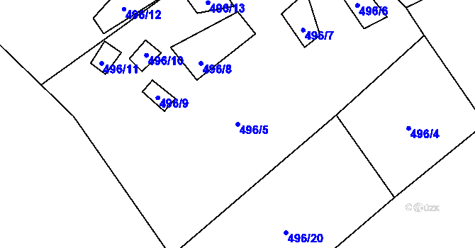 Parcela st. 496/5 v KÚ Polubný, Katastrální mapa