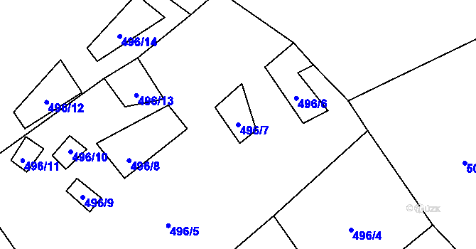 Parcela st. 496/7 v KÚ Polubný, Katastrální mapa