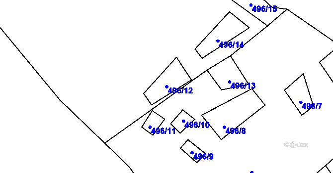 Parcela st. 496/12 v KÚ Polubný, Katastrální mapa