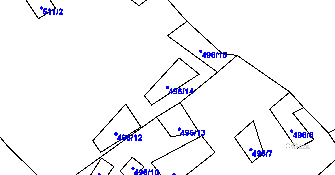 Parcela st. 496/14 v KÚ Polubný, Katastrální mapa