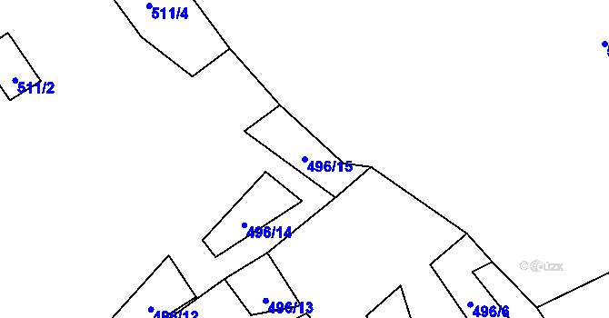 Parcela st. 496/15 v KÚ Polubný, Katastrální mapa