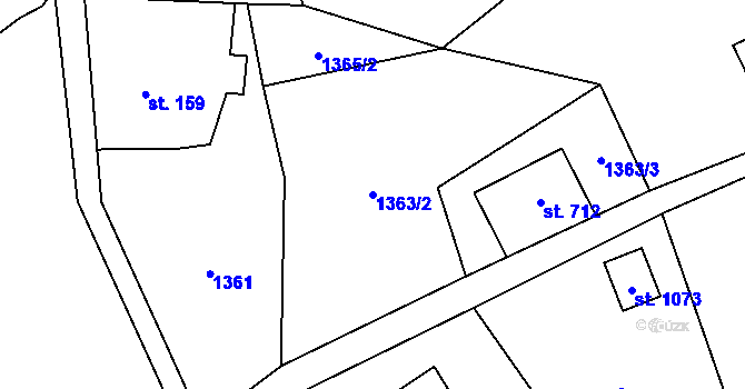 Parcela st. 1363/2 v KÚ Polubný, Katastrální mapa