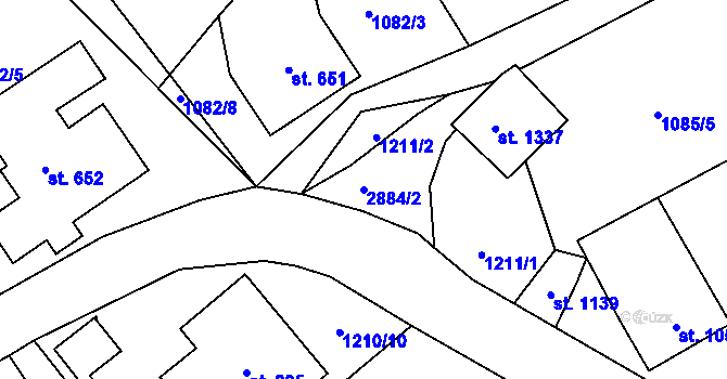Parcela st. 2884/2 v KÚ Polubný, Katastrální mapa