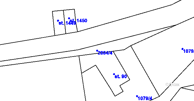 Parcela st. 2884/4 v KÚ Polubný, Katastrální mapa