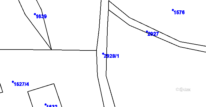 Parcela st. 2928/1 v KÚ Polubný, Katastrální mapa