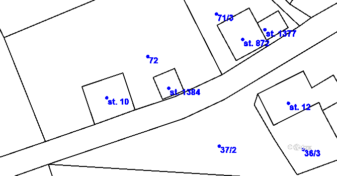 Parcela st. 1384 v KÚ Polubný, Katastrální mapa