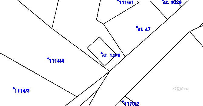 Parcela st. 1428 v KÚ Polubný, Katastrální mapa