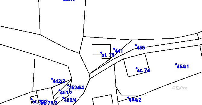 Parcela st. 75 v KÚ Příchovice u Kořenova, Katastrální mapa