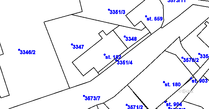 Parcela st. 182 v KÚ Příchovice u Kořenova, Katastrální mapa