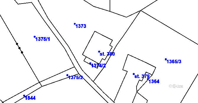 Parcela st. 380 v KÚ Příchovice u Kořenova, Katastrální mapa